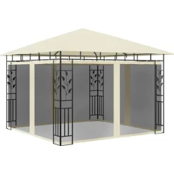 VIDAXL - Tonnelle avec moustiquaire et lumières led 3x3x2,73 m crème