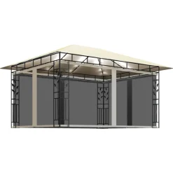 VIDAXL - Tonnelle avec moustiquaire et lumières led 4x3x2,73 m crème