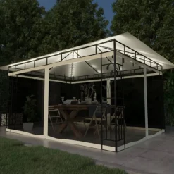 VIDAXL - Tonnelle avec moustiquaire et lumières led 4x3x2,73 m crème