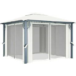 VIDAXL - Tonnelle avec rideau et lumières led 3x3 m crème aluminium