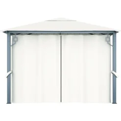 VIDAXL - Tonnelle avec rideau et lumières led 3x3 m crème aluminium