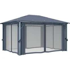 VIDAXL - Tonnelle avec rideau et lumières led 4x3 m anthracite aluminium