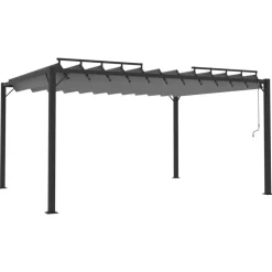 VIDAXL - Tonnelle avec toit à persienne 3x4 m anthracite tissu aluminium