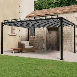 VIDAXL - Tonnelle avec toit à persienne 3x4 m anthracite tissu aluminium