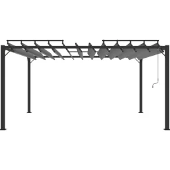 VIDAXL - Tonnelle avec toit à persienne 3x4 m anthracite tissu aluminium