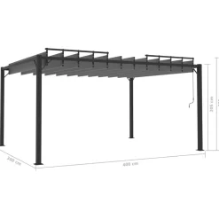 VIDAXL - Tonnelle avec toit à persienne 3x4 m anthracite tissu aluminium