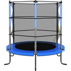 VIDAXL - Trampoline avec filet de sécurité rond 140x160 cm bleu