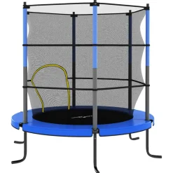 VIDAXL - Trampoline avec filet de sécurité rond 140x160 cm bleu