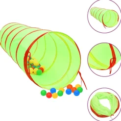 VIDAXL - Tunnel de jeu pour enfants avec 250 balles vert 175cm polyester