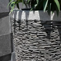 WANDA COLLECTION - Jardinière en pierre ardoise conique 80 cm