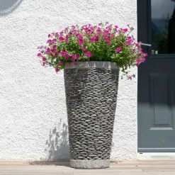 WANDA COLLECTION - Pot bac jardinière conique galet 80cm jardin extérieur zen