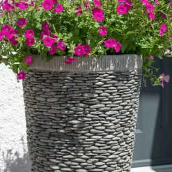 WANDA COLLECTION - Pot bac jardinière conique galet 80cm jardin extérieur zen