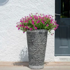 WANDA COLLECTION - Pot bac jardinière conique galet 80cm jardin extérieur zen
