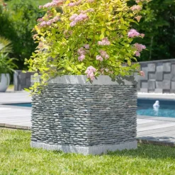 WANDA COLLECTION - Pot bac jardinière carré cube galet 50cm jardin zen terasse