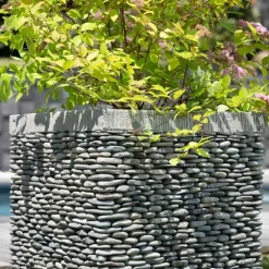 WANDA COLLECTION - Pot bac jardinière carré cube galet 50cm jardin zen terasse