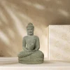 WANDA COLLECTION - Statue d'extérieur zen bouddha pierre volcanique position offrande 50 cm
