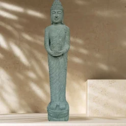 WANDA COLLECTION - Statue de jardin bouddha debout offrande en pierre 2m