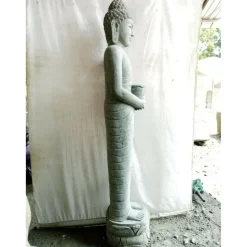 WANDA COLLECTION - Statue de jardin bouddha debout offrande en pierre 2m