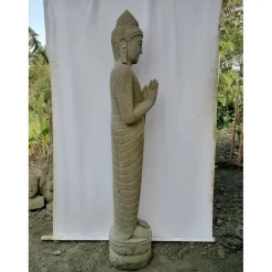 WANDA COLLECTION - Statue de jardin en pierre bouddha debout prière 2 m