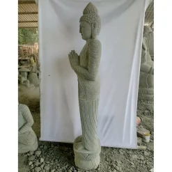 WANDA COLLECTION - Statue de jardin en pierre bouddha debout prière 2 m