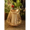 WATTETHOME - Lampe lanterne solaire et usb bambou naturel marta effet flamme