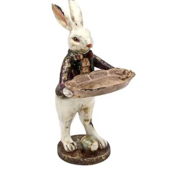 WERNER VOSS - Lapin valet blanc plateau résine 17x14x30cm