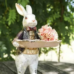 WERNER VOSS - Lapin valet blanc plateau résine 17x14x30cm
